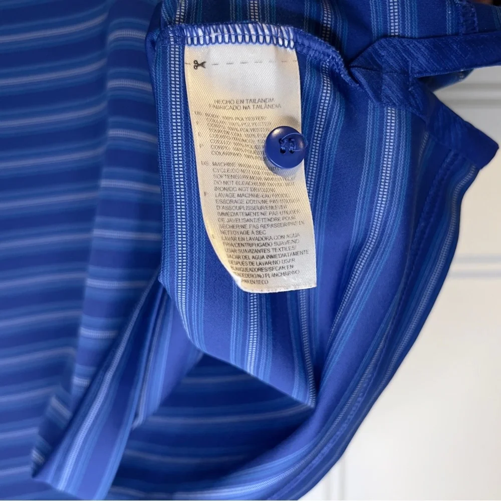 Reebok Golf PlayDry Athletic Polo Shirt Mens Striped Blue Short Sleeve - Picture 5 of 6